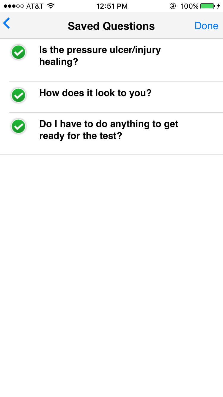 screenshot of Questions for Medical Teams view