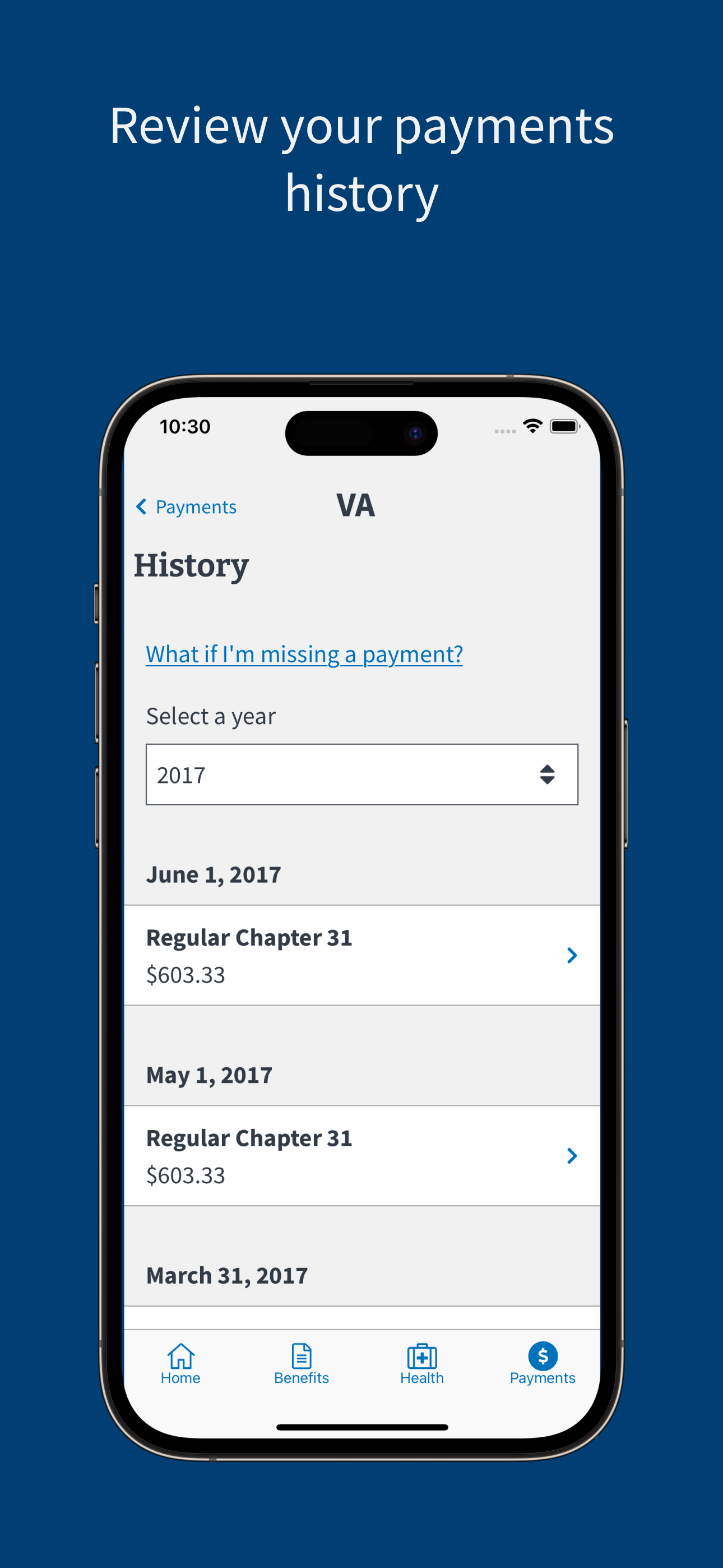 Review your payments history