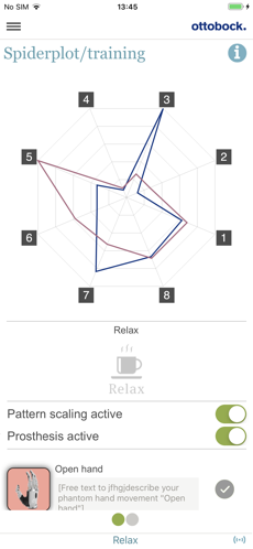 Myo Plus Spiderplot/training Screen