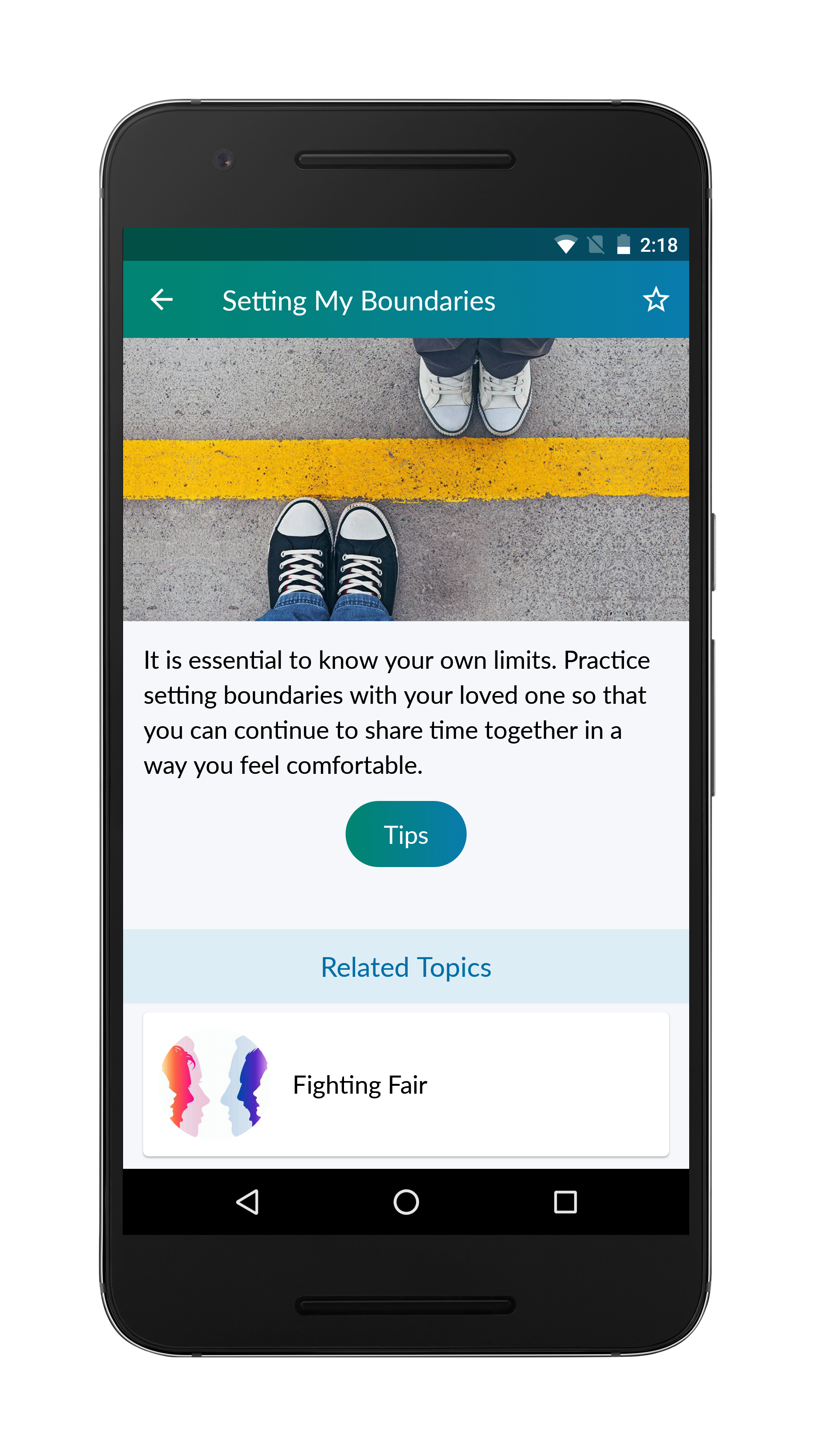 PTSD Family Coach App Setting Boundaries Screen