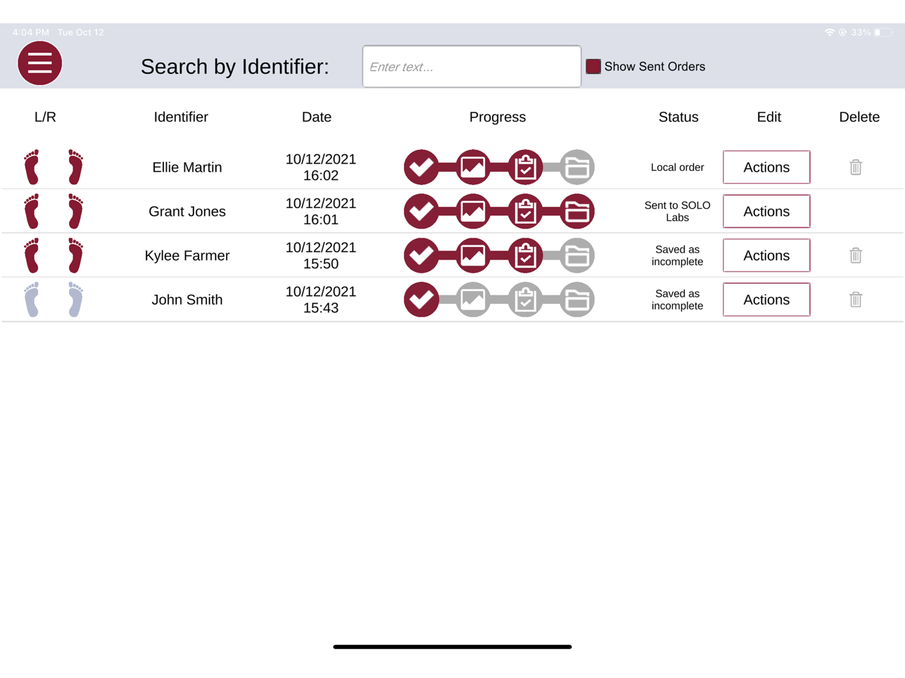 SOLO viSo Search by Identifier Screen