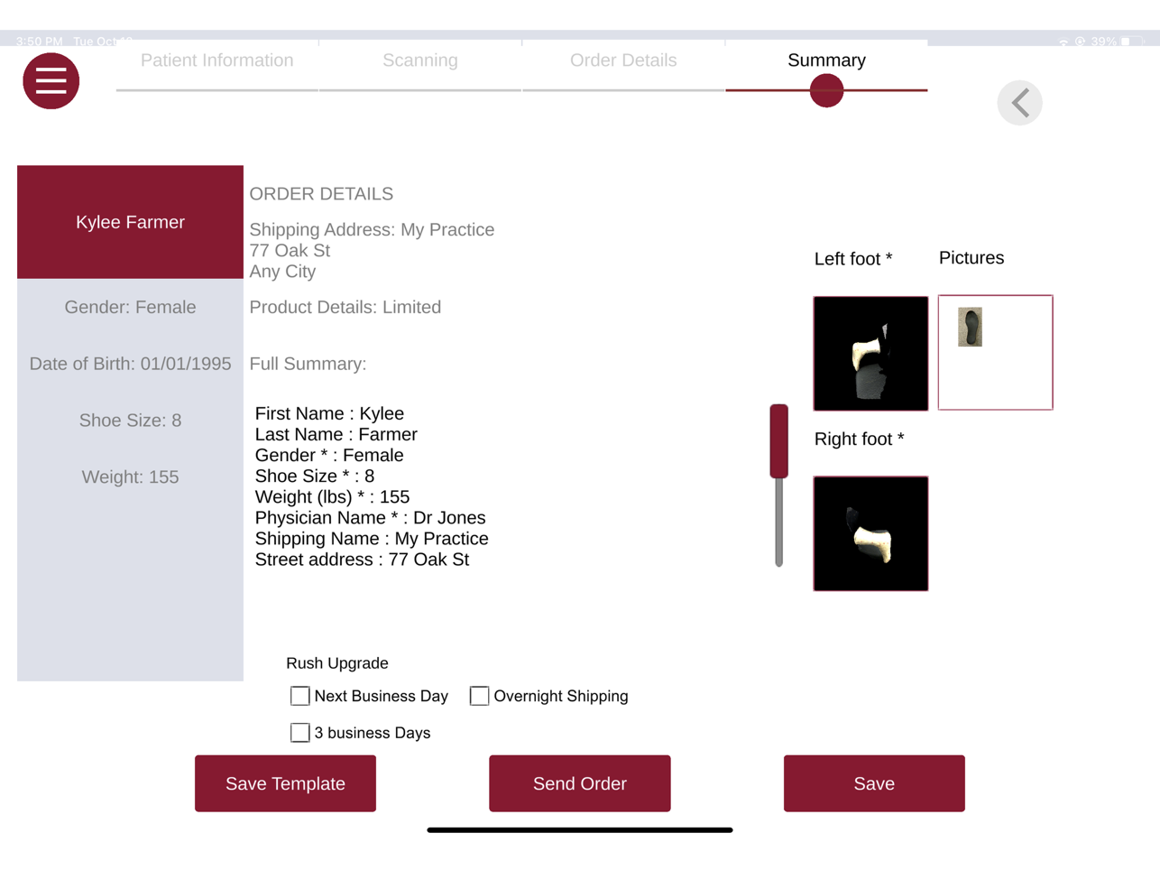 SOLO viSo Order Details Screen