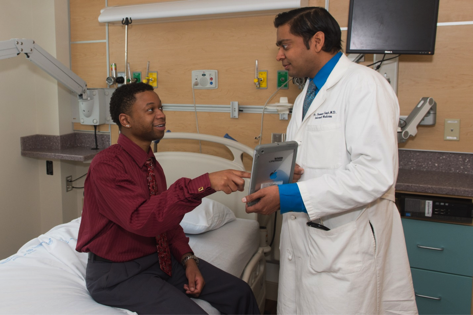 Dr. Singh, the real value of his mobile device is that he is no longer tethered to a desktop to pull up instant information for his patients.