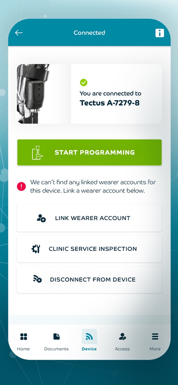 Blatchford App Connected Screen