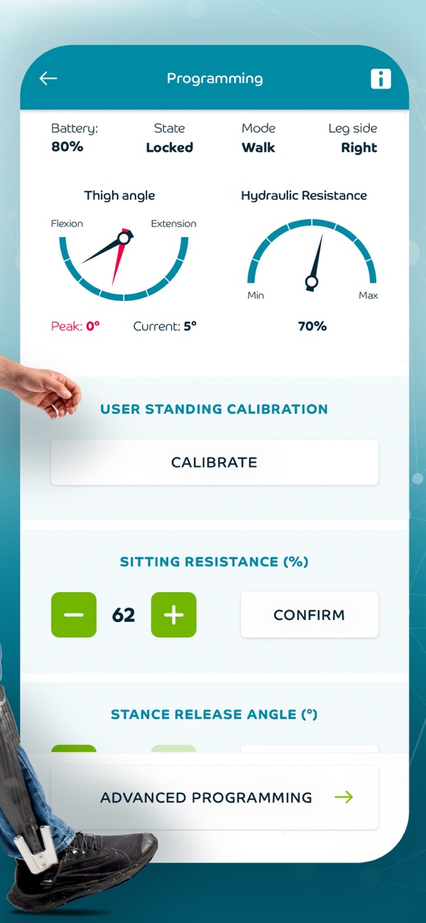Blatchford App Programming Screen