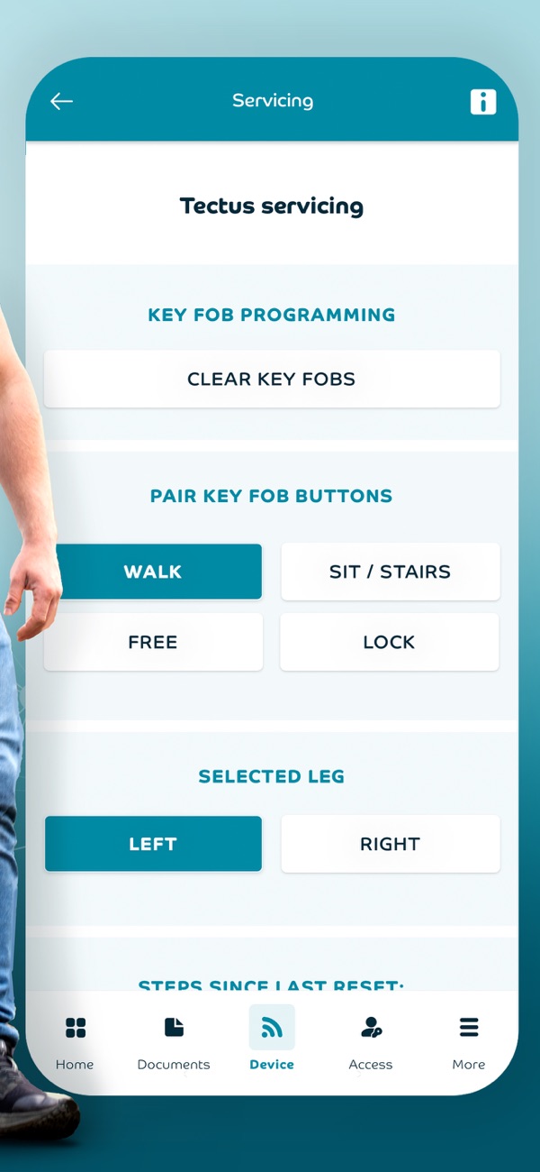 Blatchford App Servicing Screen