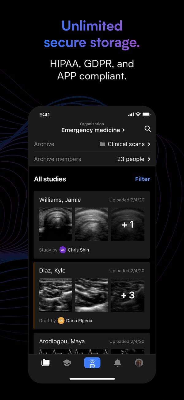Butterfly-iQ Ultrasound Secure Storage Screenshot