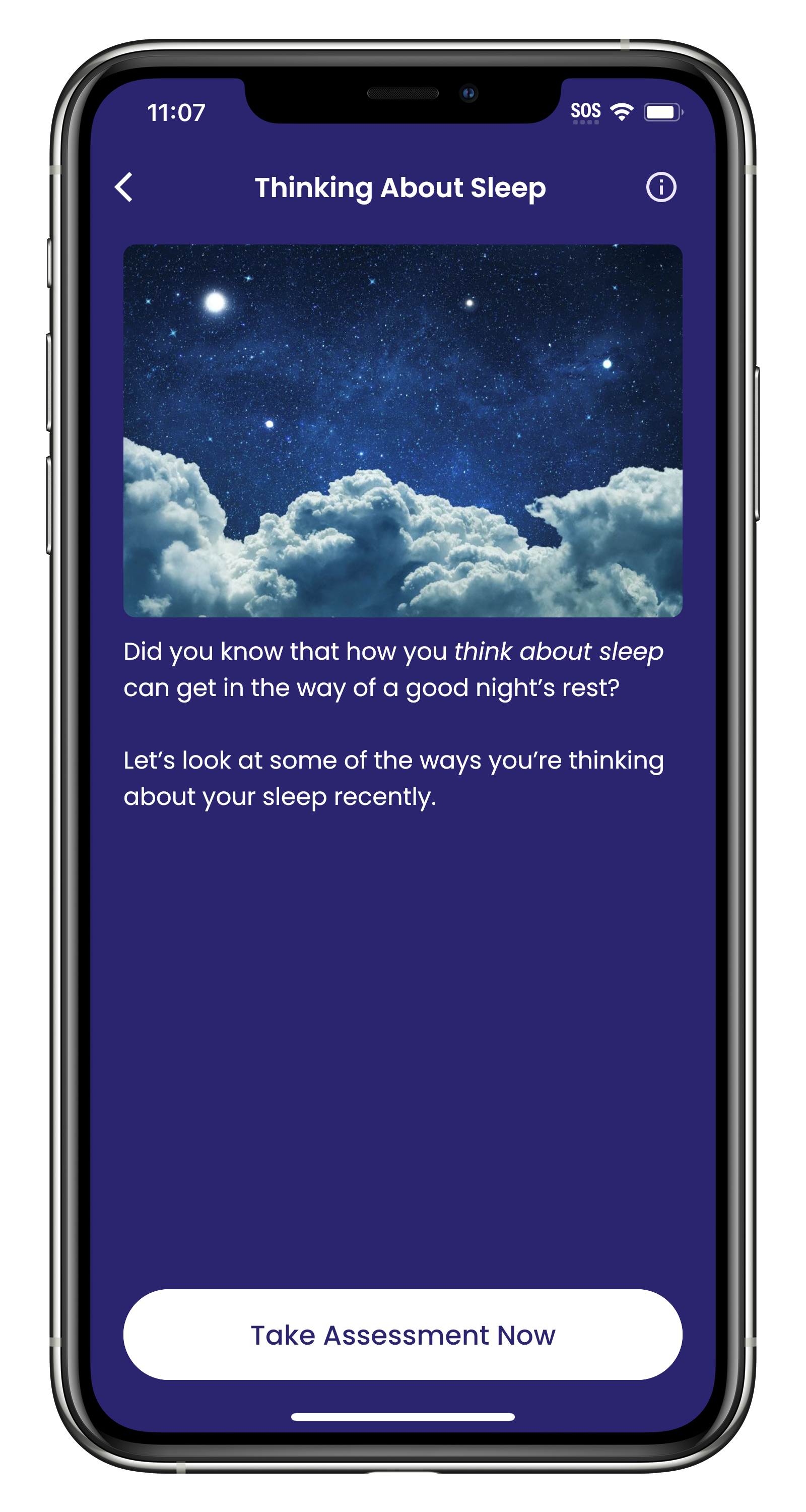CBT-i Thinking About Sleep Screen