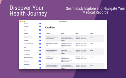 Fasten Health seamlessly navigate your health records screen