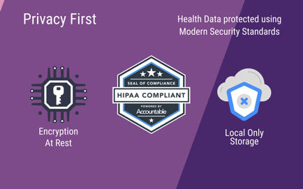 Fasten Health health data protected using modern security standards screen