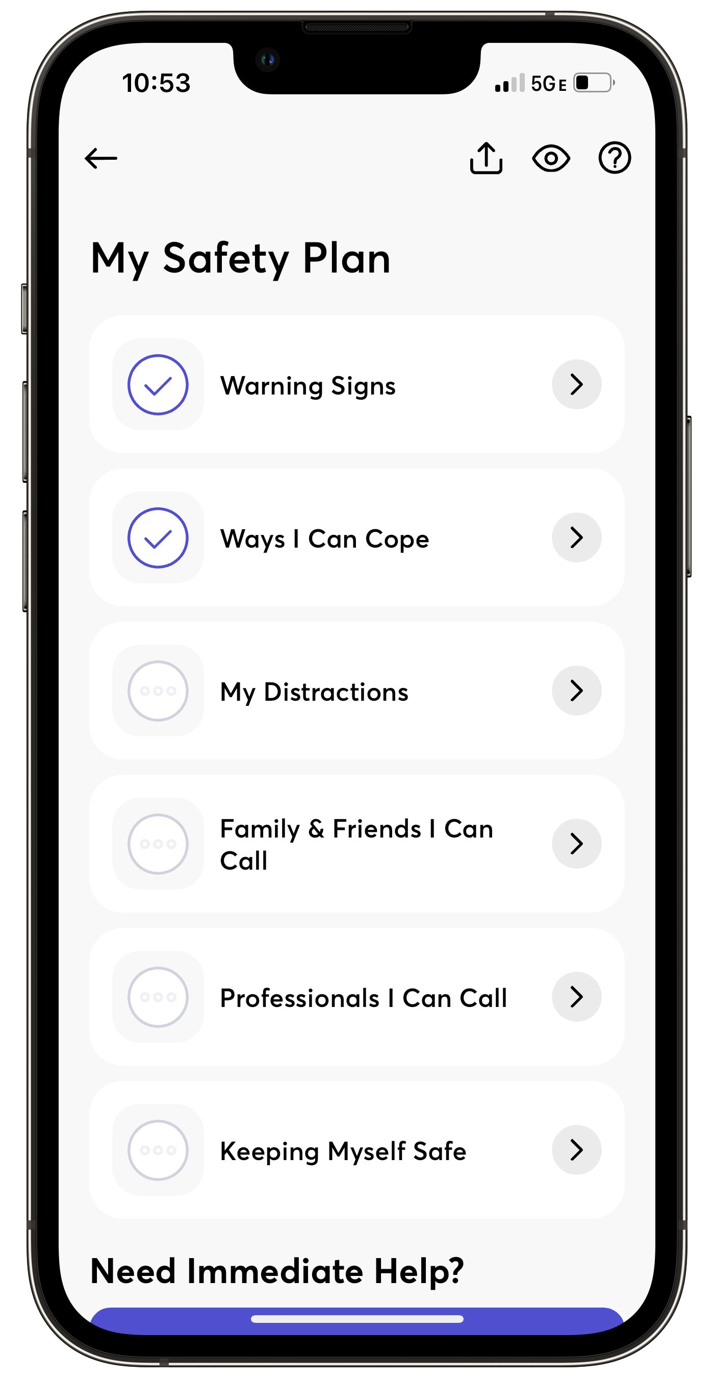Safety Plan My Safety Plan Screen