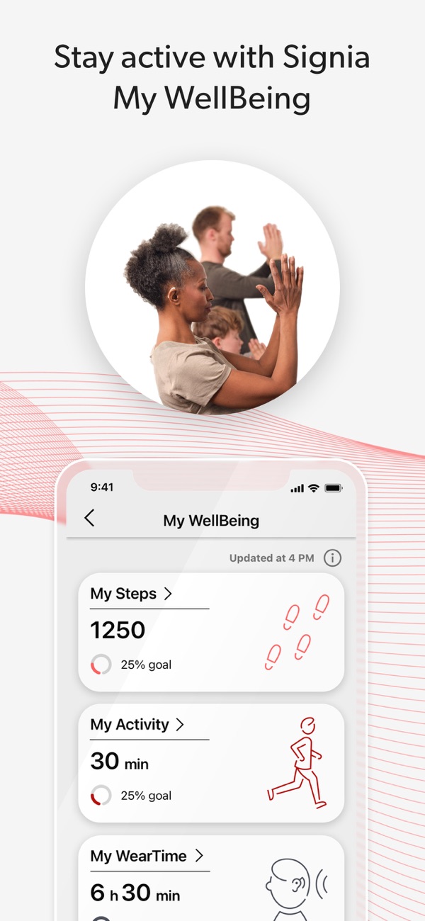 Signia App Stay Active with Signia My WellBeing Screen