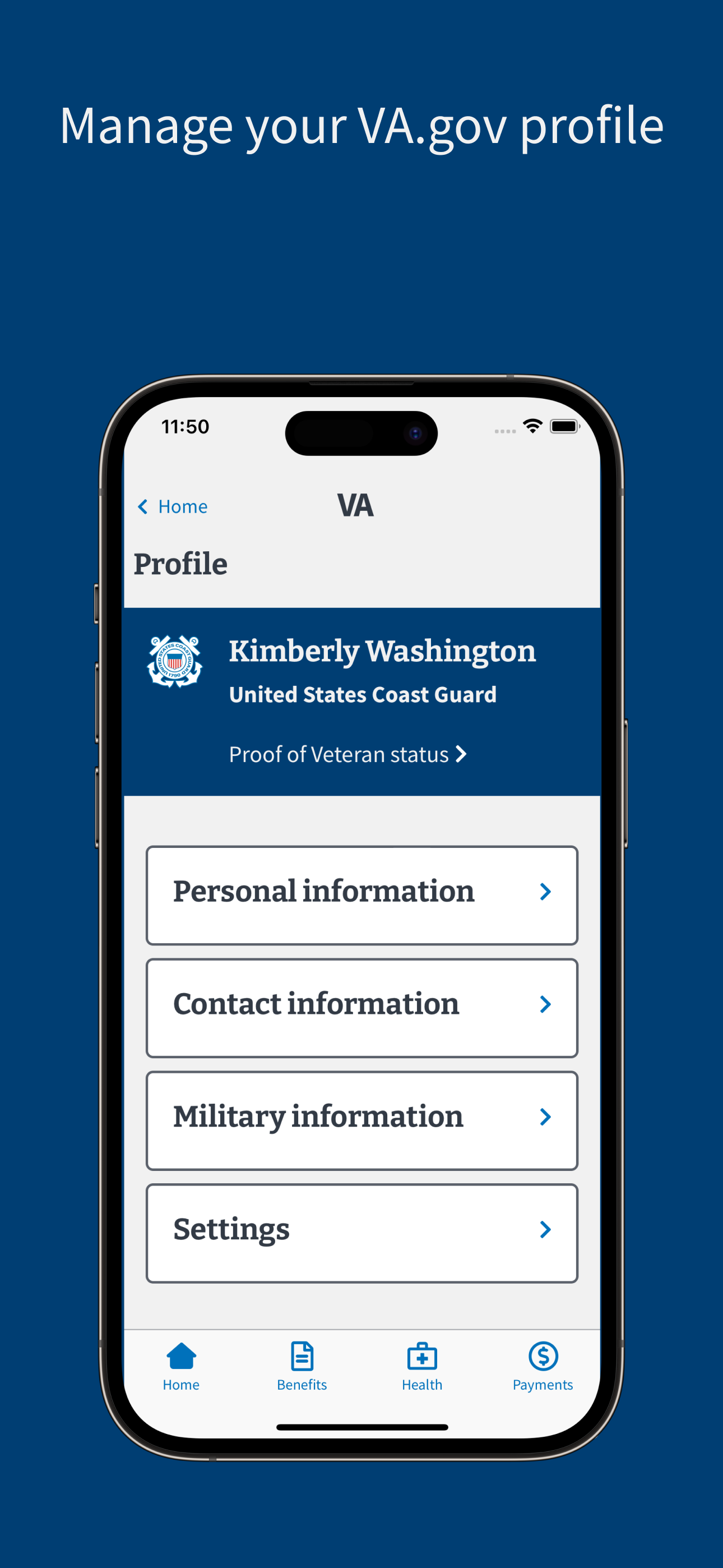 Manage your Va.gov profile