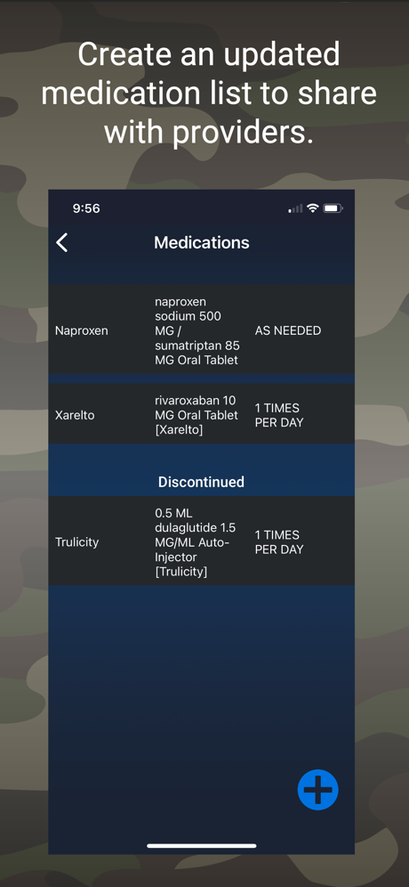 Vet mHealth create updated medication list to share with providers screen