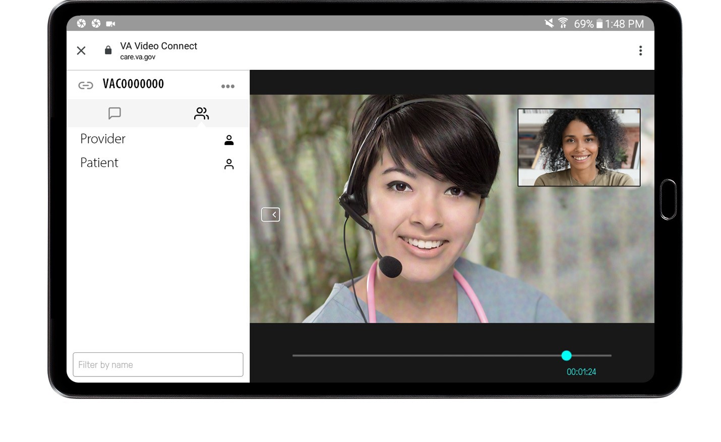 Screenshot of VA Video Connect on an Android