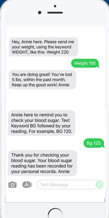 Screenshot of Annie texts